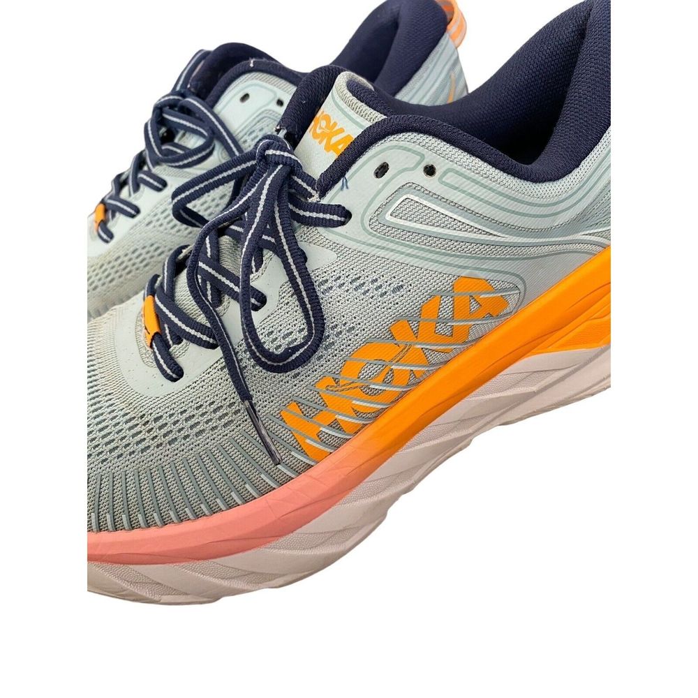 Hoka One One Womens 8.5 Bondi 7 Running Walking Cushion Comfy Workout Blue Shoes - Picture 9 of 13
